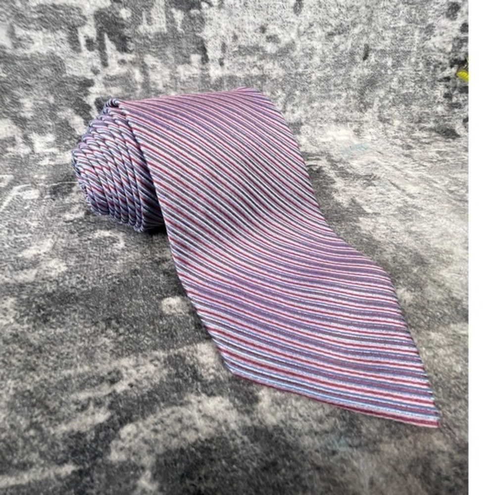 J‎ Crew Silk Tie Pink Blue Metallic Diagonal Stripe Repp Necktie Mens Formal
